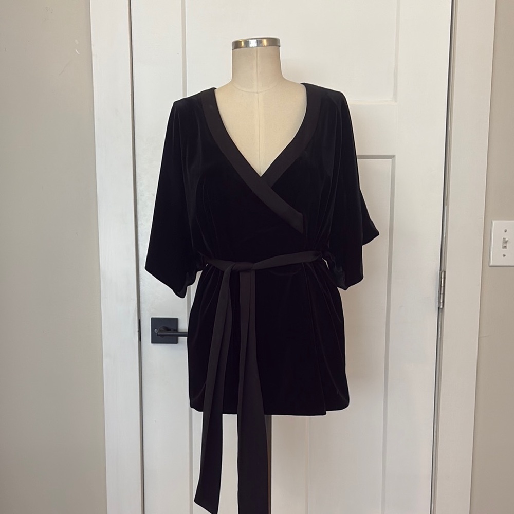 Jay Godfrey Velvet Black Wrap Top
